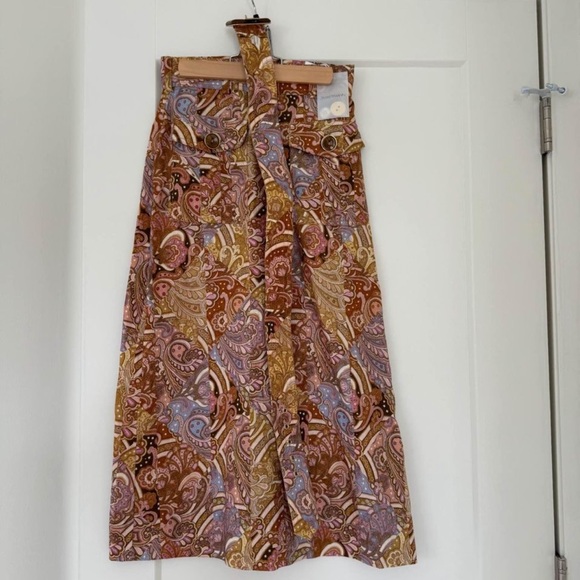 ZIMMERMANN PAISLEY LINEN MIDI SKIRT NWT - Picture 3 of 9